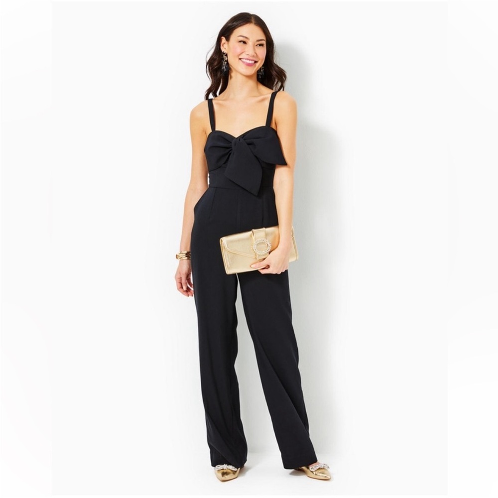 NWT Lily Pulitzer Kavia Bow Jumpsuit Onyx 10